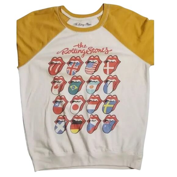 The Rolling Stones Crewneck International Mouth Logo Raglan Lightweight, Size XS - Picture 7 of 9
